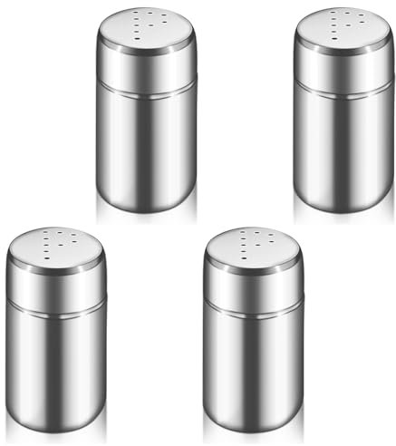 Lubsmuns Mini-Salzstreuer-Set, 4 Stück, 5 ml, Edelstahl, Salz- und Pfefferstreuer, kleine Salz- und Pfefferstreuer, Spender für Restaurants, Camping und Grillen im Freien