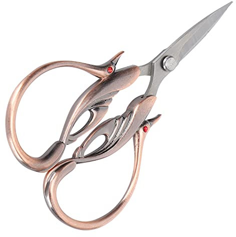 Vintage Schwanenschere, DIY-Schere, Kreuzstichschere, Geschenkschere in Goldblüte, Antik-Rotgoldblüte – Mehrzweck-Deko-Werkzeug (Roségold)