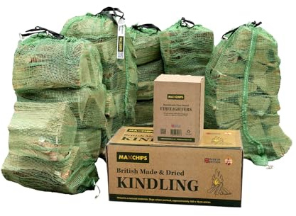 5 Nets of Kiln Dried Softwood Logs, 1 Box of Kiln Dried Kindling and 1 Box of Firelighters. Delivery Included.