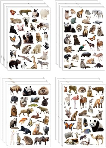 XIHIRCD 24st Wilde Tiere Sticker, Dschungeltier Aufkleber Tieraufkleber für Kinder Safari Aufkleber Zoo Tieraufkleber Partyzubehör für Wasserflasche Scrapbook Kalender Planer Geschenk Dekoration