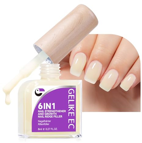 Gelike ec Endurecedor de Uñas Crecimiento Relleno de Ranuras de Uñas: Nudepink Fortalecedor Reparador de Uñas Finas Dañadas y Quebradizas 15ml