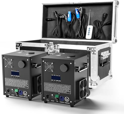 DayFlicker 750 W Pyrotechnikmaschinen Elektronische Sparkular Funkenmaschine mit Fernbedienung und LCD-Display DMX Cold Spark Effektmaschinen für Bühne Hochzeit Weihnachten (2 Stücke+Flightcase)