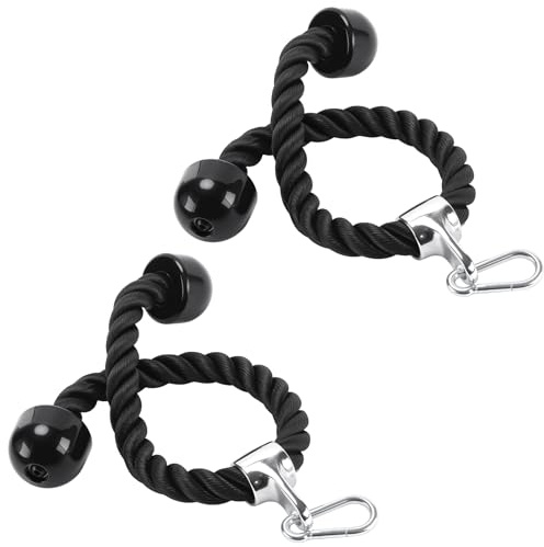 SYUTBOU 2 Stück 70 cm Schwarz Nylon Trizepsseil, Gedrehtes Seil, Trizepsseil Kabelbefestigung für Fitnessstudio, Heimtraining