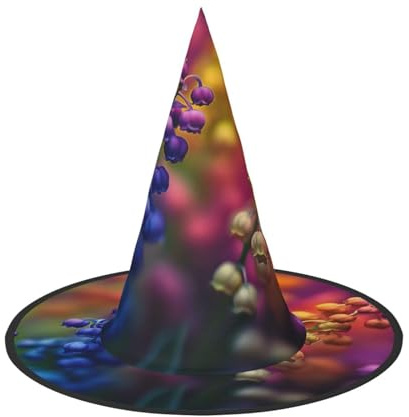 OIBNKCN Bunte silberne Glockenblume, Halloween-Hut, Hexenhut, perfekt für Frauen, Männer, Hexenhut, Dekoration zum Aufhängen und für Partys