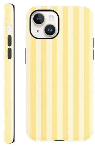 Yirlbey Striped Verano Funda para iPhone 14 / iPhone 13 6,1, Carcasa con Aesthetic Amarillo Stripes Dibujos Diseño Motive Silicona TPU Case Antigolpes Bumper Protección Cover para Mujer para iPhone13