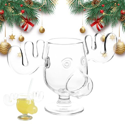 Dewppxi Weihnachtsgläser National Weihnachtsurlaub, Elch Gläser Weihnachtsglas, Kreatives Elch Weihnachtstasse, Elchgläser Christmas Vacation, Moose Mug, Urlaubsgeschenke (1 Stück)