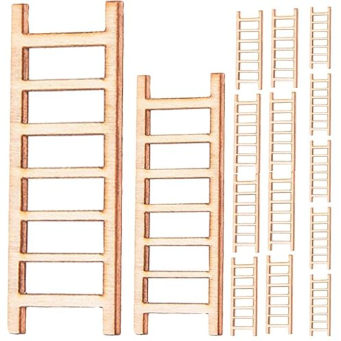Mobestech 40 Stück Miniaturleitern Aus Holz Mini-Holzleiter-Dekor Für Puppenhaus DIY Bastelleiter-Zubehör Landschaftsleitermodell Und Mikrolandschaftsdeko