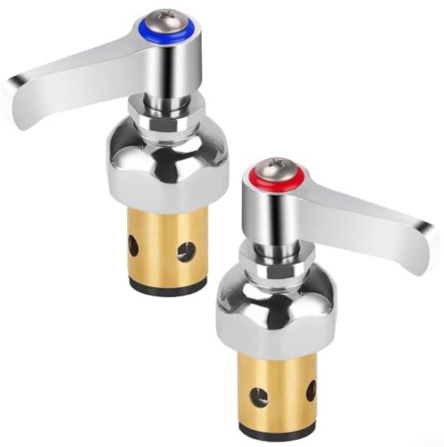 Hot and Cold Brass Faucet Spindle Assembly, Leak Prevention Replacement Parts with Electroplated Rust Resistance, Simple DIY Installation for Bathroom or Kitchen Fixtures
