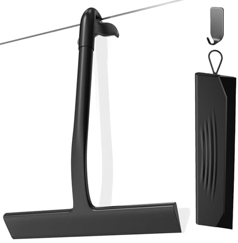 2PACK Streak-Free Shower Squeegee for Glass Doors, All-One-Piece Silicone with Built-in Hook Design for Easy Hanging and Cleaner Tool, for Bathroom, Glass, Kitchen, Tile Wall, Car
