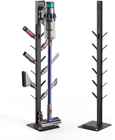 PEGZONE Vacuum Stand for Dyson V16 Gen5 V15 V12 V11 V10 V8 V7 V6, Black | for Tineco S11 A10 A11, for Eureka NEC180 280TL, Cordless Vacuum Cleaner Holder with 8 Storage Hooks