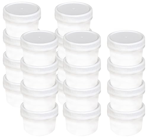 Vauki Set di 20 piccoli contenitori per alimenti in plastica da 120 ml con coperchio, riutilizzabili, barattoli per merenda, yogurt, contenitori impilabili per la conservazione, per congelatore