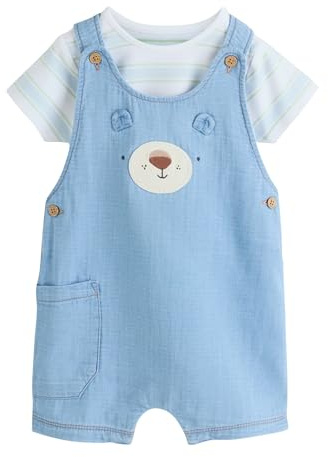 NEXT Bambini Set Neonato con Salopette e Body in Tessuto | Neonato, Standard, Mid Rise, Pull On, Straight