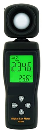 AS803 Luxmetro digitale Tester di luminanza, misuratore luce 1-200000 Lux Strumenti Fotometro Spettrometro Attinometro,Portatile
