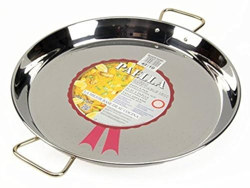 La Ideal Padella per Paella, in Acciaio Inox, Argento, 42 cm, Confezione da 4