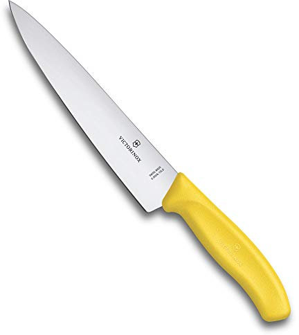 Victorinox Swiss Classic, Profi Tranchiermesser, Extra Scharfe Klinge, gerader Schliff, 19 cm, Kunststoffgriff, Rostfreier Stahl, gelb