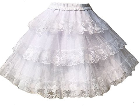Smiling Angel 3-Layered Gothic Layered Ruffled Luxury Vintage Rockabilly Petticoat Crinoline Underskirt White