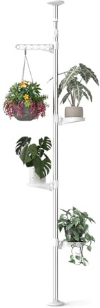 Hershii Support de plantes d'intérieur à 4 niveaux - Étagère d'angle réglable pour pots de fleurs - Support pour rebord de fenêtre, salle de bain - Ivoire