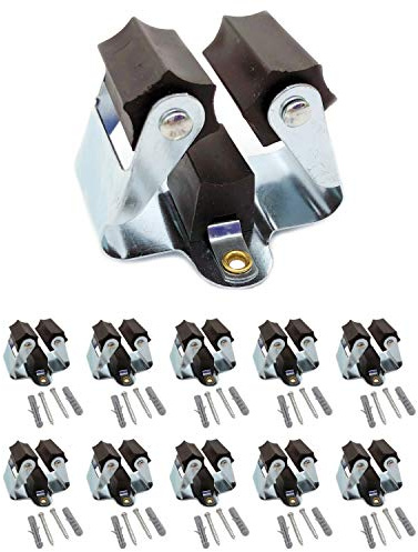10x DER ROBUSTE Edelstahl Gerätehalter Besenhalter Wandhalter zur Aufbewahrung der Gartengeräte rostfrei Werkzeug Halter Garten Wandbefestigung Gartengeräte-Halter Angel Klemmfix Outdoor Garage