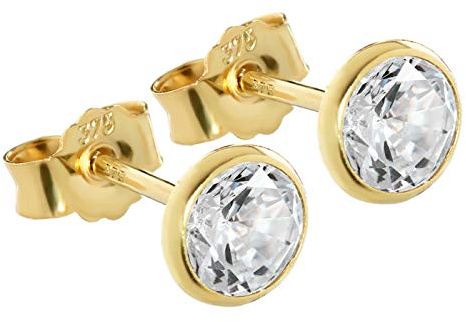 NKlaus Kelch-Ohrstecker 375 Gelbgold 9 Karat mit Zirkonia 5,3mm 2 Stück | Maße und Gewicht: 5,3mm