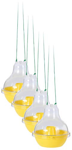 Wespenfalle Wespenfänger Insektenfalle 4er Set Mückenfalle 13cm Hoch 16cm Durchmesser Wespenschutz Wespen Falle Insekten Schutz Transparent zum Aufhängen Garten Terrasse Balkon