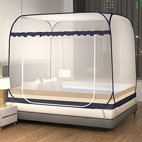 Jsanh Moustiquaire Pliable pour Lits, moustiquaire Portable avec Fond pour bébés et Adultes (L x l x H) : 203 x 203 x 157 cm
