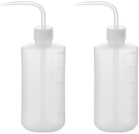 LATRAT Set med 2 plastvattenkannor, transparenta flaskrengöringsflaskor för trädgårdsskötsel, växtbevattning, laboratorie(500 ml)