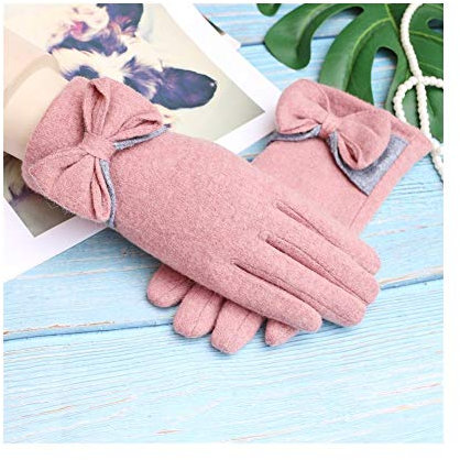 Lederhandschuhe für Damen Damen Winterhandschuhe Touchscreen Plus Samt Dicke warme Kaschmirhandschuhe (Color : Pink, Size : One Size)