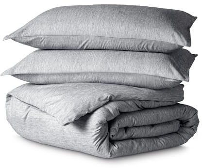 Bare Home Duvet Cover Set Single Size - Premium 1800 Ultra-Soft Duvet Cover Set - Lightweight - Cooling Duvet Cover - Bed Duvet Cover with 1 Pillowcase (Single, Heather Charcoal Cationic)