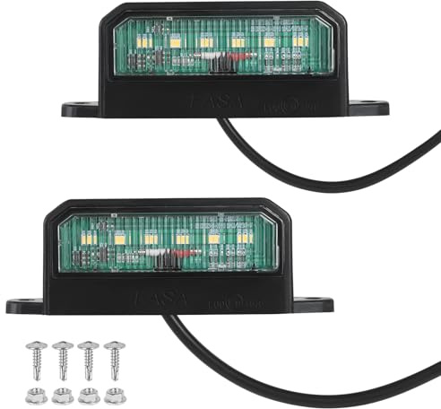 AOHEWEI 2 x LED License Number Plate Lights Rear License Plate Lamps 12~24V Waterproof Perfect for Car Trailer Truck Lorry or Boat