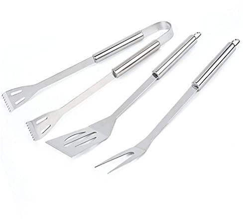 3-teiliges Grillbesteck-Set aus Edelstahl – Grillutensilien-Set/Grillkochbesteck – tragbares Grillzubehör mit robuster Aufbewahrungsbox – ideales Grillbesteck als Geschenk für Männ