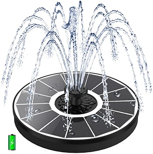 Yzert Solar Fountain with 2000 mAh Battery Backup Works in Cloudy, Glass Solar Powered Bird Bath Fountains with 7 Nozzles, 3.5 W Solar Fountain Pump for Birdbath,Garden, Outdoor, Pond (White)