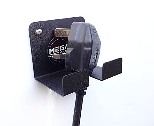MegaMaxx UK Wall Mount Plug Holder (Pack of 3) - Electrical, Electronic, Storage, Efficient, Space Saver, Cable Tidy - Home, Garage, Shed, Workshop Tools, Warehouse, Industrial, Tidy, Solution