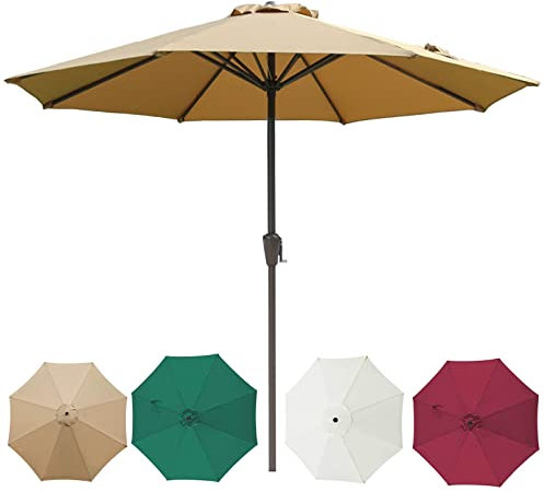 Sonnenschirm,Markt mit Kurbel – 9 Fuß/10 Fuß Outdoor-Tisch-Marktschirm, Sonnenschutz, Belüftung ohne Sockel, Sonnenschutz für Terrasse, Balkon, Hinterhof, Kaffeebar