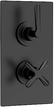 nuie CLL4207 Aztec Twin Concealed Thermostatic Shower Valve with Diverter-2 Outlets, 215mm, Matt Black