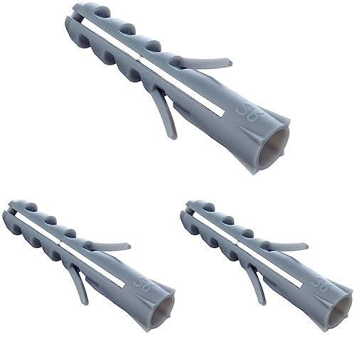 fischer S 6 - Spreizdübel mit 2-fach-Spreizung zum Befestigen von Bewegungsmeldern, Briefkästen in Beton, Vollstein, Vollziegel, Naturstein uvm. - 100 Stück - Art.-Nr. 50106 (Packung mit 3)