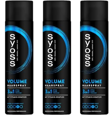 Syoss Spray coiffant Volume Lift niveau 4 (400 ml), spray coiffant pour un volume aéré à 100 %, spray volume pour 48 h de contrôle du coiffage, sans alourdir, 3 x 400 ml