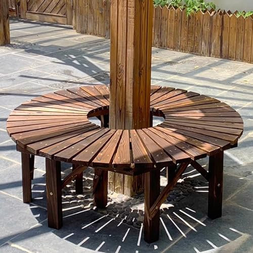 BBHW Baumbank Runde Gartenbank aus Massivholz, Dekoratives Pflanzenständerregal für Den Außenbereich für Die Veranda im Hinterhof, Wickelsitzbank Wetterfest (Color : 2 PCS - Round)