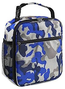 vreplrse Lunchbox Tasche aus Oxford Stoff, Thermo Lebensmittelbeutel, Isolierung, frisch halten, Tarnung, Picknick, Aufbewahrungsbehälter, Tragetasche für Reisen, Tarnung Blau