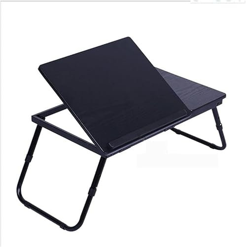 Verstellbarer Laptop-Schreibtisch für Bett, Schoß und Schreiben, zusammenklappbar, 4 Ebenen, Tabletttisch, tragbarer Ständer, zum Ansehen von Filmen (Farbe: Schwarz)