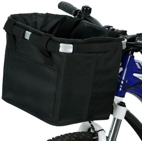Pynhoklm cesta plegable impermeable para manillar de bicicleta, cesta de transporte extraíble y pequeña, pícnic delantera con accesorios