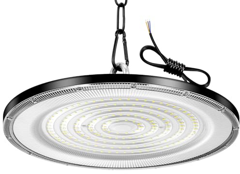 Viugreum Faretto LED UFO 300W, 30000LM Lampada da Officina, 6500K Bianco Freddo Lampada Led UFO Impermeabile IP65 con catenella e gancio per Garage, Officina, Fabbrica, Corridoio, Parcheggio, Stadio