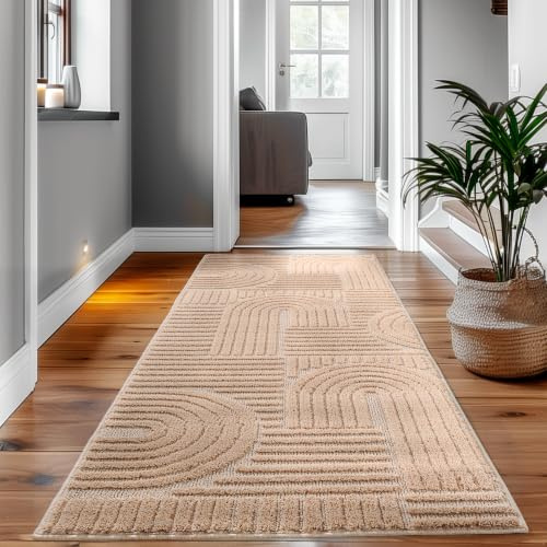 SIMPEX Teppich Läufer 80x150 cm Rosa, Hochflor Wohnzimmer Teppich, Weich & Flauschig, Skandinavisch Boho Stil, Langflor Shaggy, Pflegeleicht, Jute Rückseite