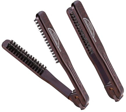 PERFEHAIR Cepillo alisador de doble cara, abrazadera de cerdas de jabalí naturales para un estilo suave y sin encrespamiento, sin tirones del cabello, diseño de larga duración