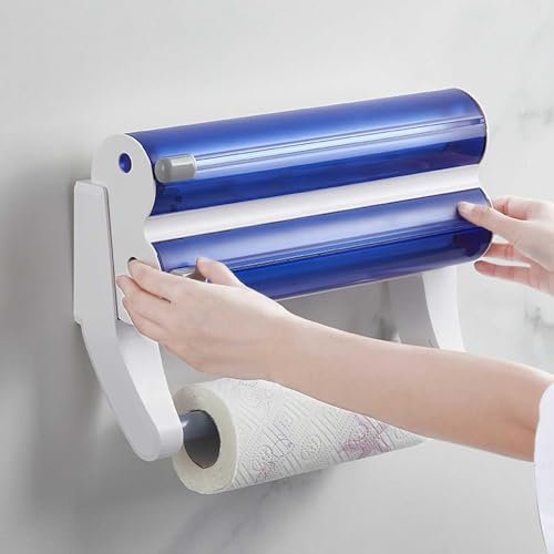 ITETONE 3 In 1 Wrap Dispenser With Cutter And Paper Towel Holder- Kitchen Storage And Organization For Wax, Aluminum Foil, And Parchment Paper(Coffee)