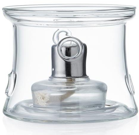 MEISINNI Teekannenwärmer, Stövchen für Teekanne, Hitzebeständiges Borosilikatglas, Teewärmer aus Gebürstetem Edelstahl mit Lampe, 14,5 cm