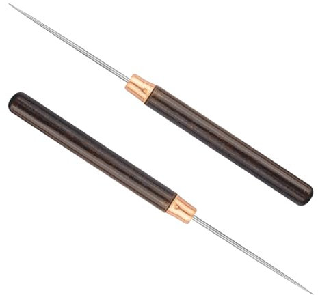 Foyods 2 Stück Ahle Werkzeug,Lederwerkzeug Ahle Ledernähen,16 cm Locher mit Holzgriff,Bohrbare Nähahle,Handwerkzeug,für DIY Lederhandwerk,Nähen,präzises Arbeiten und Reparatur