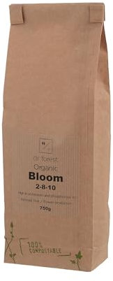 Dr Forest Organic Bloom 2-8-10 Fertiliser with Seaweed, Biochar & Humic Acid. High in potassium & phosphorous for plants in bloom 750g