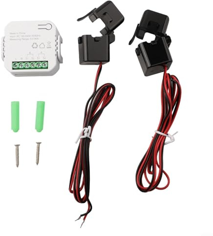 Tuya Smart Compteur d'énergie WiFi bidirectionnel 1/2 canaux avec pince de mesure en temps réel Application Contrôle de la tension, du courant, du facteur de puissance et de fréquence (compteur
