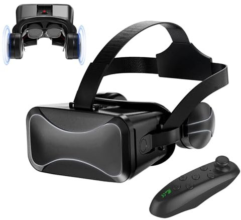 Gafas VR para Niños, Auriculares VR con Control Remoto | Gafas VR con Visión En Color para Niños, Gafas 3D Panorámicas De Realidad Virtual VR con Mango Bluet00th