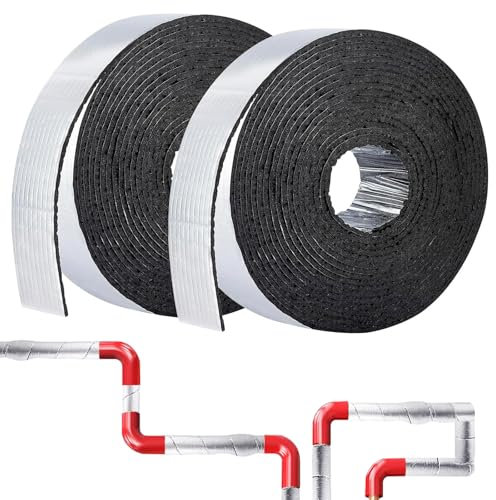 2 rotoli di condotto isolante, isolamento per avvolgere, 10 m x 0,5 cm, isolamento per tubi per avvolgere, avvolgimento tubi, pellicola isolante con schiuma per protezione dei tubi